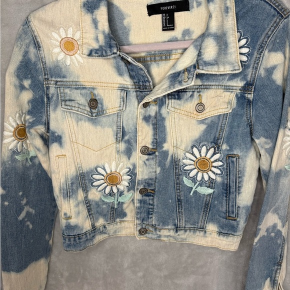 Forever 21 Floral Tie-Dye Denim Jacket - Picture 2 of 5
